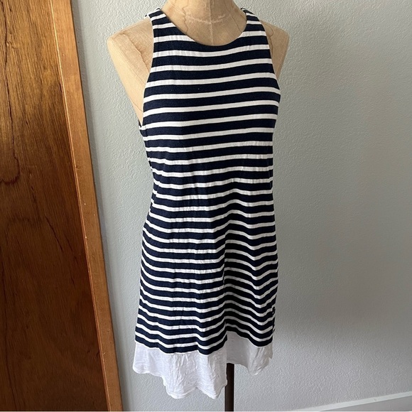 ALC sz XS Blue White Striped Tank Short Dress Cotton Linen - Picture 1 of 8